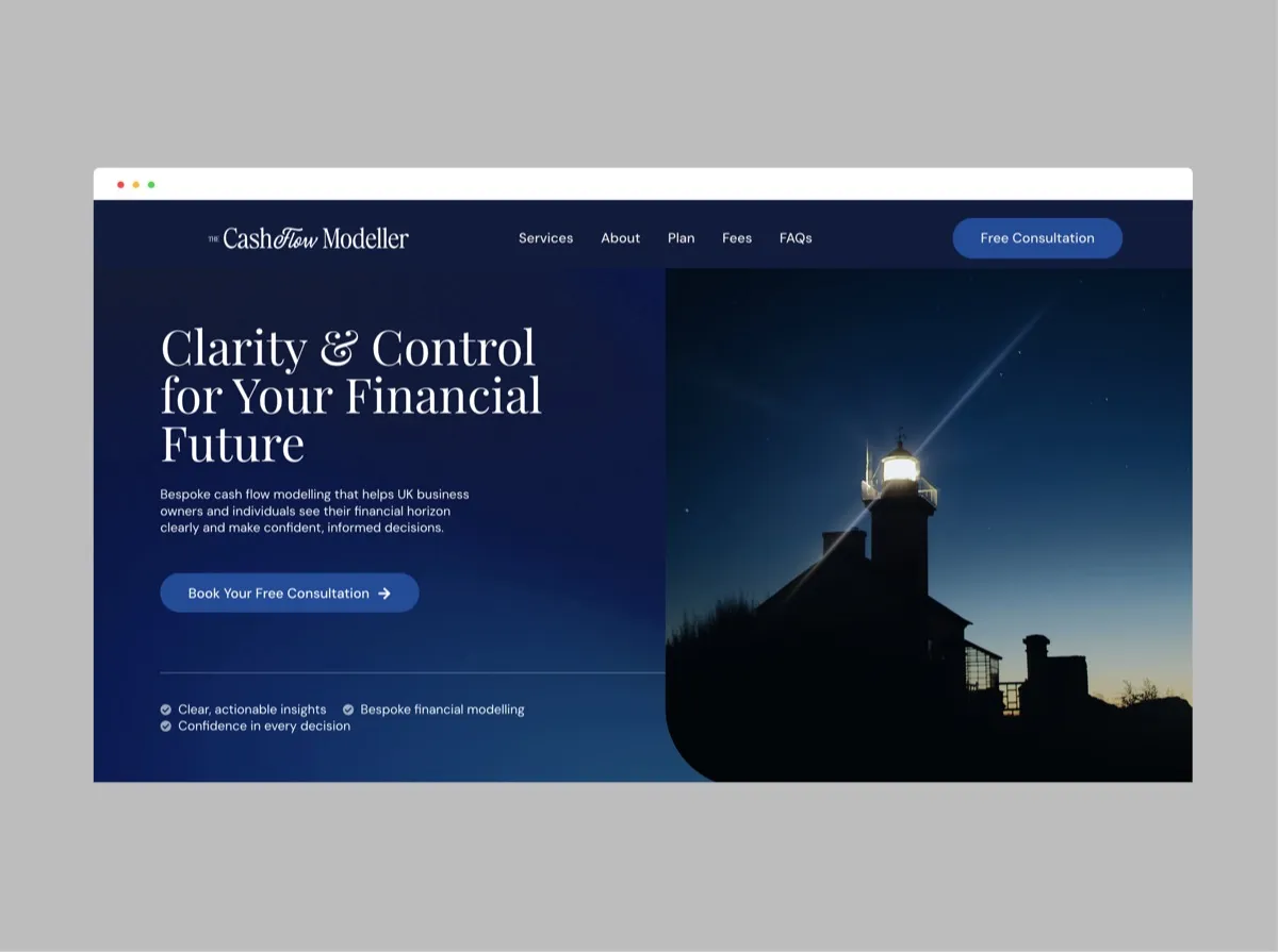 The Cash Flow Modeller — brand identity and website design